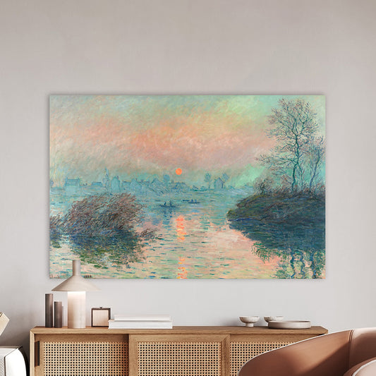 Claude Monet - Sun Setting on the Seine at Lavacourt