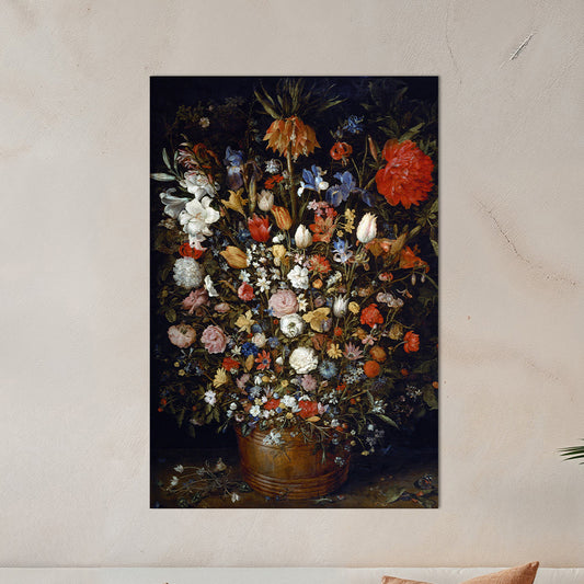 Jan Brueghel de Oude - Bloemen in een Houten Vat
