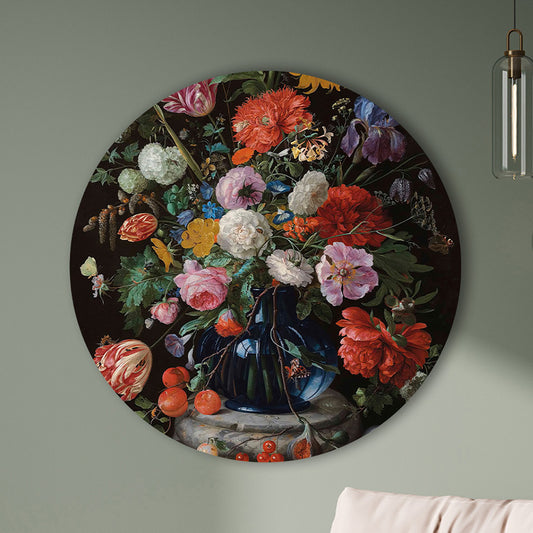 Jan Davidsz de Heem - Tulpen en Zonnebloem in Glazen Vaas